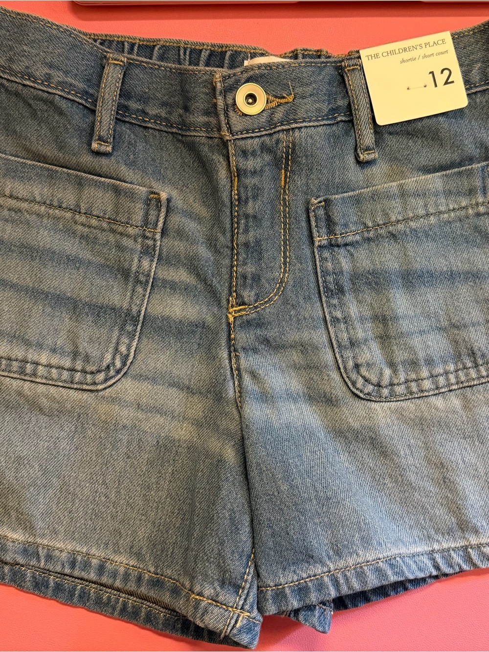 Place Light Blue Denim Shorts with Front Patch Pockets